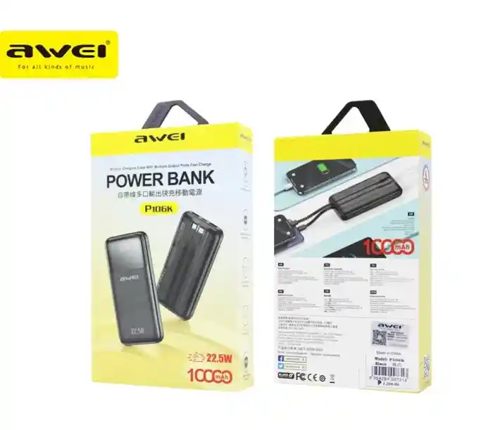 Awei P106K 10000mAh 22.5w Multi Output Fast Charging Power bank